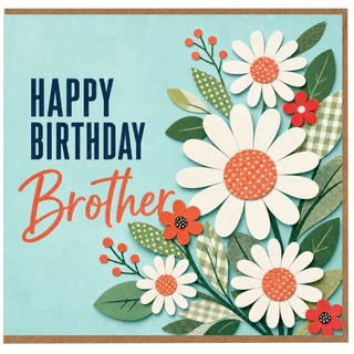 Brother Birthday Card, Happy Birthday Brother Floral Greeting Card