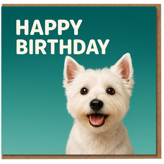 Happy Birthday Card - Cute Westie Dog on Teal - Fun Greeting for Dog Lovers, Friends and Family