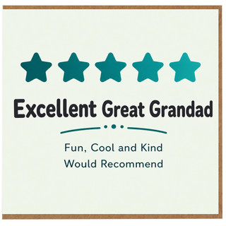 Great Grandad Card, Excellent Great Grandad Fun Cool and Kind Card