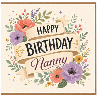 Nanny Birthday Card, Floral Birthday Card for Nanny