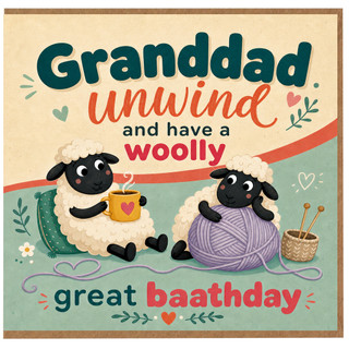 Granddad Birthday Card, Woolly Great Baathday Sheep Card