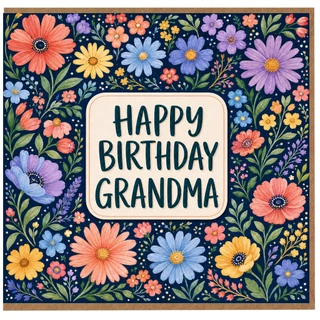 Grandma Birthday Card, Floral Birthday Card for Grandma