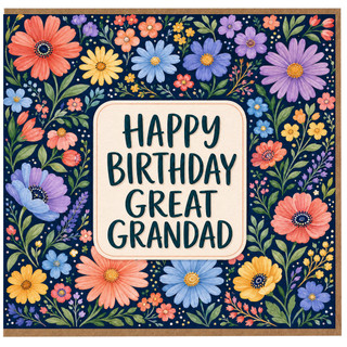 Grandad Birthday Card, Happy Birthday Great Grandad Floral Card