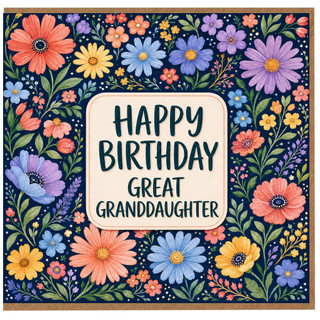 Great Granddaughter Birthday Card, Happy Birthday Floral Card