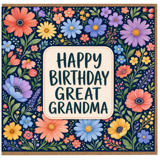 Great Grandma Birthday Card, Happy Birthday Floral Card for Grandma