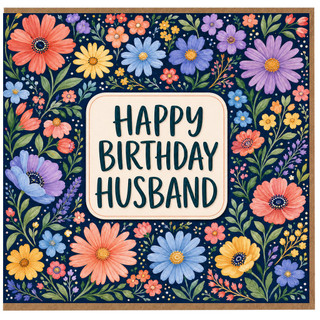 Happy Birthday Husband Card, Floral Birthday Card for Husband