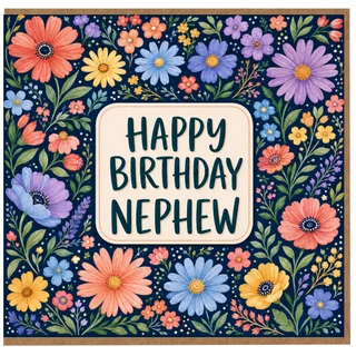 Nephew Birthday Card, Floral Happy Birthday Card