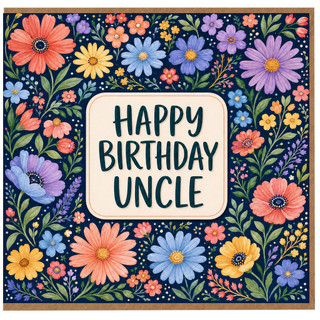 Uncle Birthday Card, Floral Happy Birthday Card for Uncle