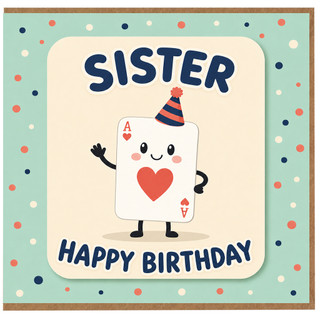 Sister Birthday Card, Cute Happy Birthday Card for Sister