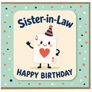 Sister - in - Law Birthday Card, Cute Happy Birthday Playing Card Design