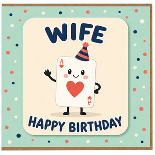 Wife Birthday Card, Cute Happy Birthday Card for Wife