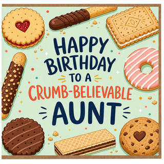 Aunt Birthday Card, Happy Birthday to a Crumb - Believable Aunt Biscuit Card