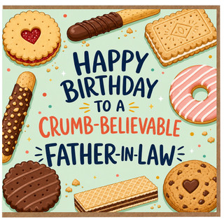 Father - in - Law Birthday Card, Crumb - Believable Funny Biscuit - Themed Card
