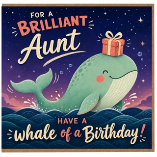 Aunt Birthday Card, Whale of a Birthday Greeting Card