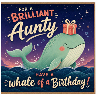 Aunty Birthday Card, Whale of a Birthday Card for Aunty