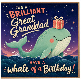 Great Granddad Birthday Card, Whale of a Birthday Design