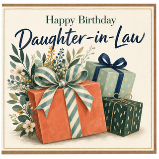 Daughter - in - Law Birthday Card, Happy Birthday Floral Gift Boxes Design