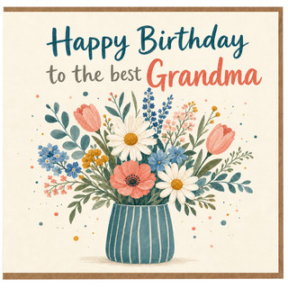 Grandma Birthday Card, Happy Birthday to the Best Grandma Floral Card