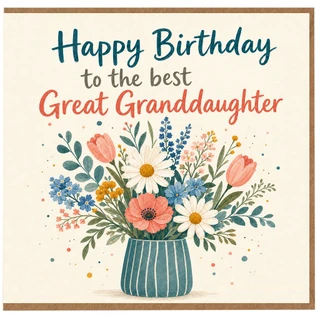 Great Granddaughter Birthday Card, Happy Birthday to the Best Great Granddaughter Floral Card