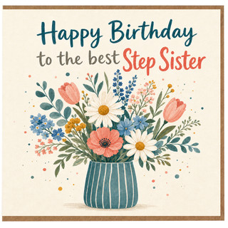 Step Sister Birthday Card, Happy Birthday to the Best Step Sister Floral Card