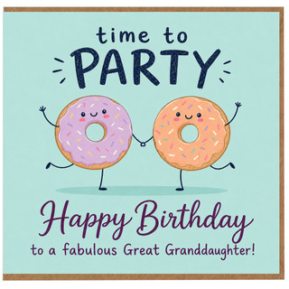 Great Granddaughter Birthday Card, Time to Party Cute Doughnut Design