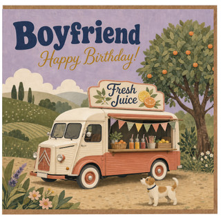 Boyfriend Birthday Card, Vintage Juice Truck Birthday Card