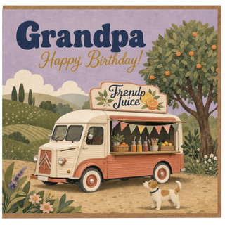 Grandpa Birthday Card, Happy Birthday Vintage Juice Van Design