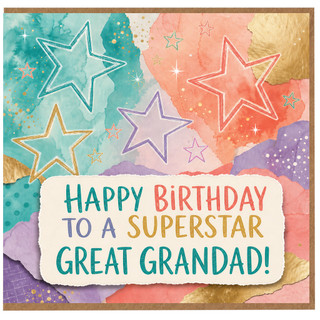 Great Grandad Birthday Card, Happy Birthday to a Super Star Great Grandad Card