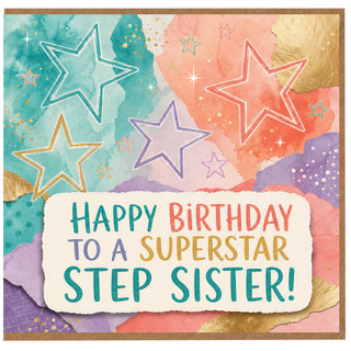 Step Sister Birthday Card, Happy Birthday to a Superstar Step Sister