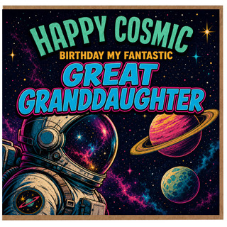 Great Granddaughter Birthday Card, Happy Cosmic Birthday Card, Space Theme Card for Great Granddaughter