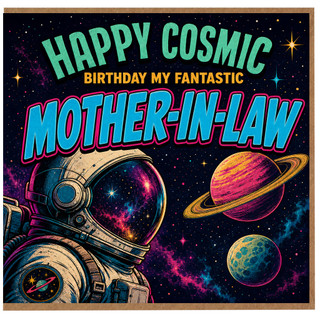 Mother - in - Law Birthday Card, Happy Cosmic Birthday Space Card