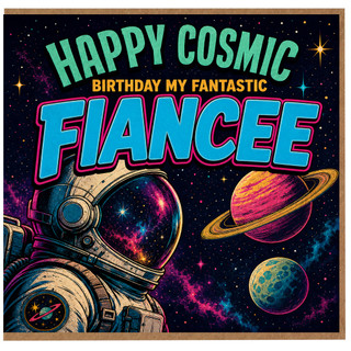 Fiancee Birthday Card, Happy Cosmic Birthday My Fantastic Fiancee