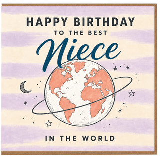 Niece Birthday Card, Happy Birthday to the Best Niece in the World, Space Globe Design