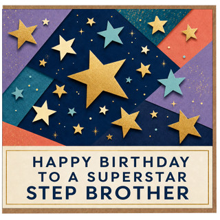 Step Brother Birthday Card, Happy Birthday To A Superstar Step Brother Card