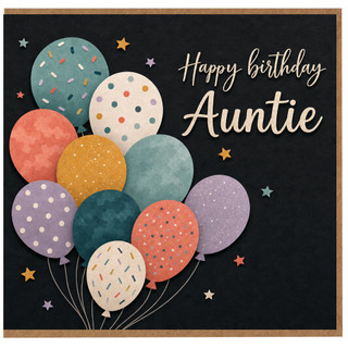 Auntie Birthday Card, Happy Birthday Auntie Balloon Design