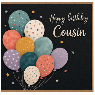Cousin Birthday Card, Happy Birthday Cousin Balloon Design