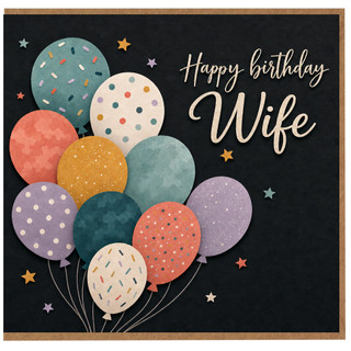 Wife Birthday Card, Happy Birthday Wife Balloon Design