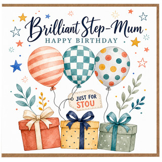 Step - Mum Birthday Card, Brilliant Step - Mum Happy Birthday Card