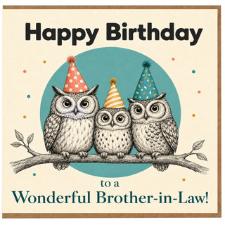 Brother - in - Law Birthday Card, Happy Birthday to a Wonderful Brother - in - Law Owl Design