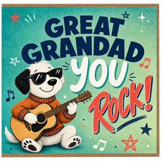 Great Grandad Birthday Card, You Rock Music Great Grandad Guitar Greeting Card