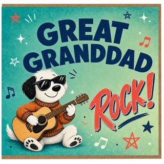 Great Granddad Birthday Card, Great Great Granddad Rock Music Great Granddad Guitar Card