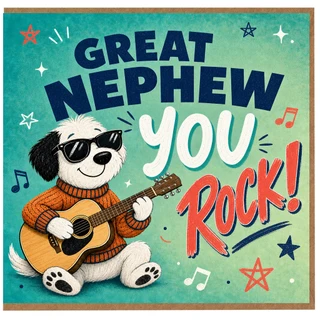 Great Nephew Birthday Card, Fun Guitar Great Nephew Card for Great Nephew