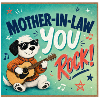 Mother-in-Law Birthday Card, You Rock Funny Music Lover Greeting Card