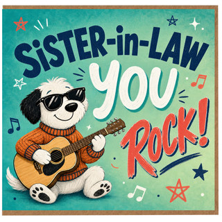 Sister-in-Law Birthday Card, Funny Music Sister-in-Law Guitar Greeting Card