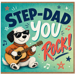 Step-Dad Birthday Card, Step Dad You Rock Card
