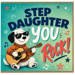 Step Daughter Birthday Card, You Rock Music Card