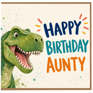 Aunty Birthday Card, Happy Birthday Aunty Dinosaur Card