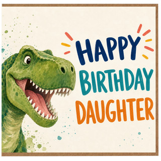 Daughter Birthday Card, Dinosaur Happy Birthday Card