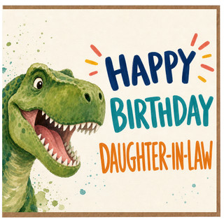 Daughter - in - Law Birthday Card, Happy Birthday Dinosaur Card