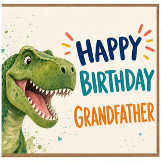 Grandfather Birthday Card, Funny Dinosaur Happy Birthday Card